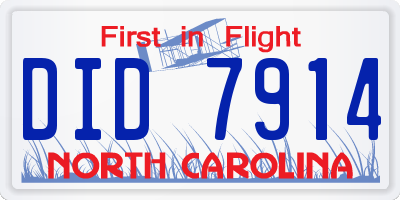 NC license plate DID7914