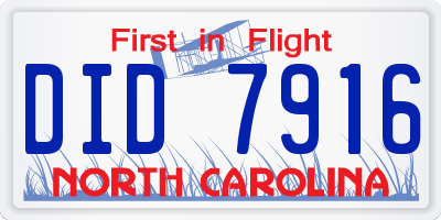 NC license plate DID7916