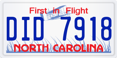 NC license plate DID7918