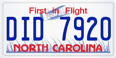 NC license plate DID7920