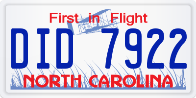 NC license plate DID7922