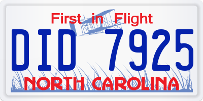 NC license plate DID7925