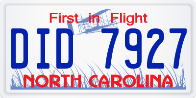 NC license plate DID7927
