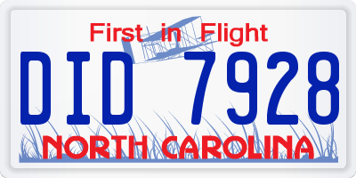 NC license plate DID7928
