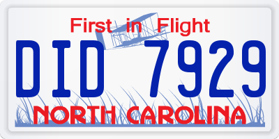 NC license plate DID7929