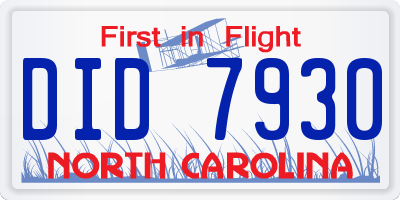 NC license plate DID7930