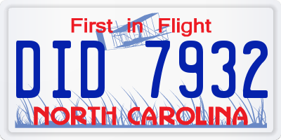 NC license plate DID7932
