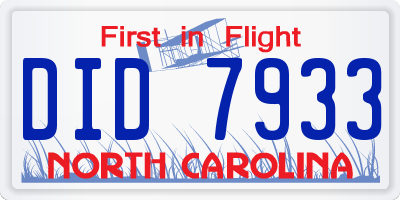 NC license plate DID7933