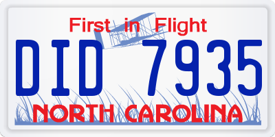NC license plate DID7935