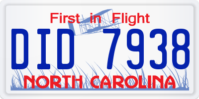 NC license plate DID7938
