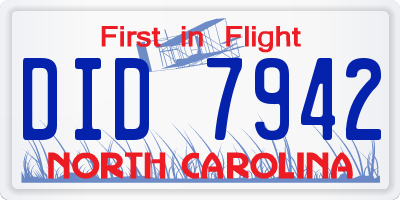 NC license plate DID7942
