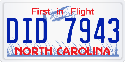 NC license plate DID7943