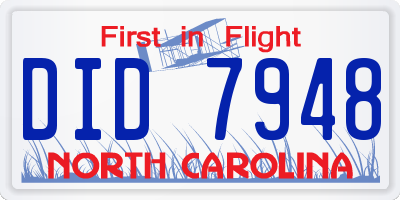NC license plate DID7948