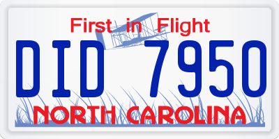 NC license plate DID7950