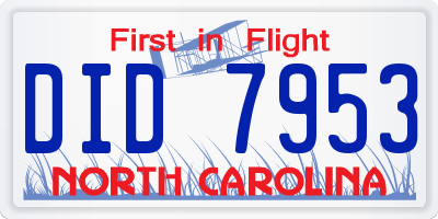 NC license plate DID7953