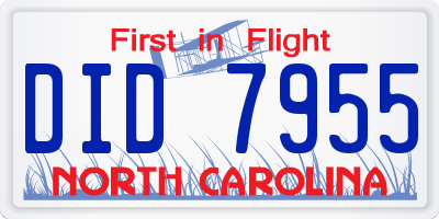NC license plate DID7955