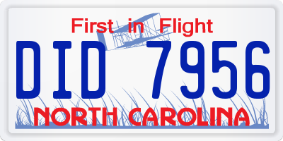 NC license plate DID7956