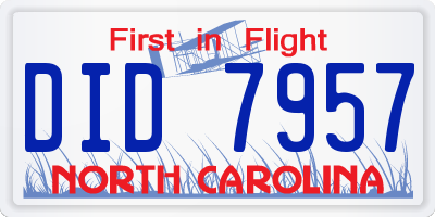 NC license plate DID7957
