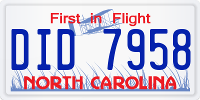 NC license plate DID7958