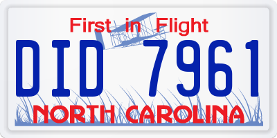 NC license plate DID7961