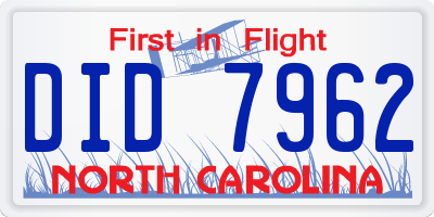 NC license plate DID7962