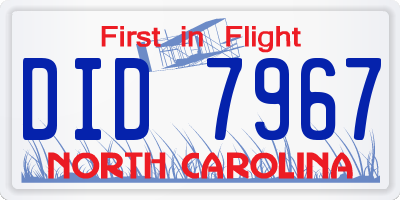 NC license plate DID7967