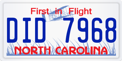 NC license plate DID7968