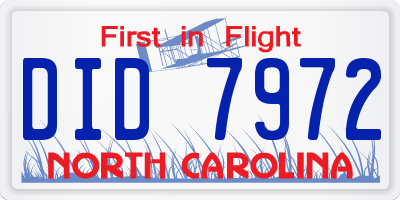 NC license plate DID7972