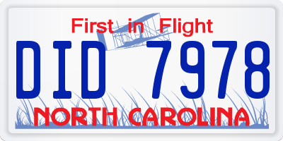 NC license plate DID7978