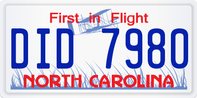 NC license plate DID7980