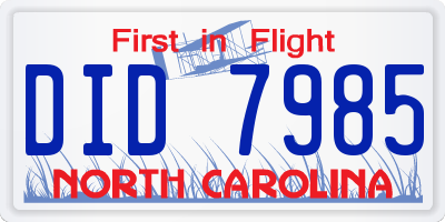 NC license plate DID7985