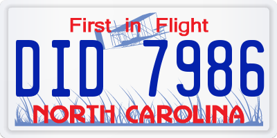 NC license plate DID7986