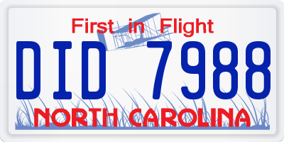 NC license plate DID7988