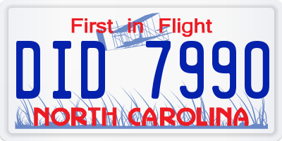 NC license plate DID7990