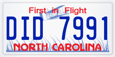 NC license plate DID7991