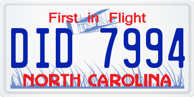 NC license plate DID7994