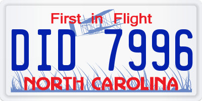 NC license plate DID7996