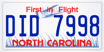NC license plate DID7998