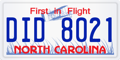 NC license plate DID8021