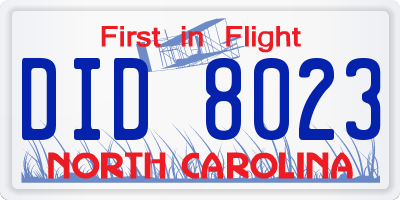 NC license plate DID8023
