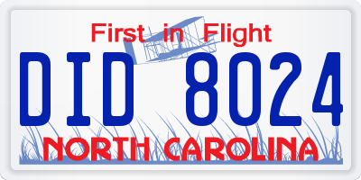 NC license plate DID8024