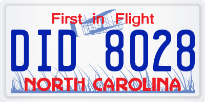 NC license plate DID8028