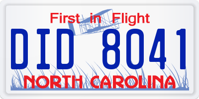 NC license plate DID8041