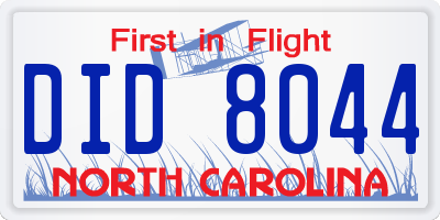 NC license plate DID8044