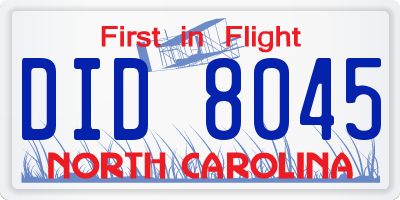 NC license plate DID8045