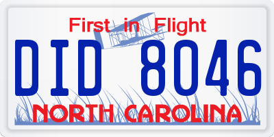 NC license plate DID8046
