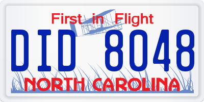 NC license plate DID8048