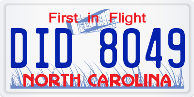 NC license plate DID8049