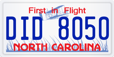 NC license plate DID8050