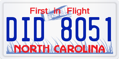 NC license plate DID8051